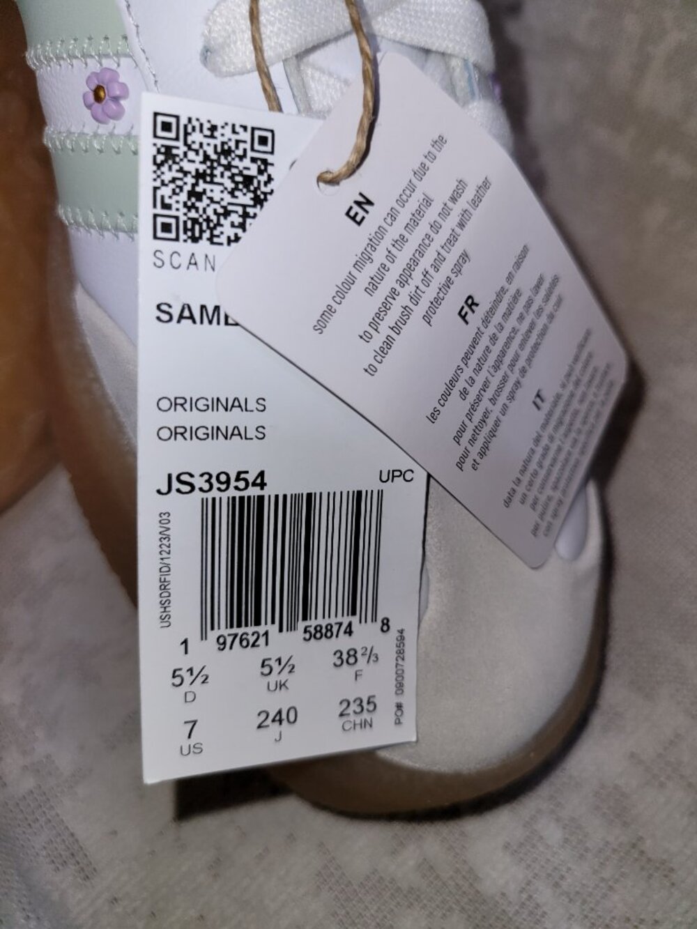Adidas Sambae Samba Floral Off White Comfy Casual Shoes JS3953 Women's Size 7 - Picture 4 of 16